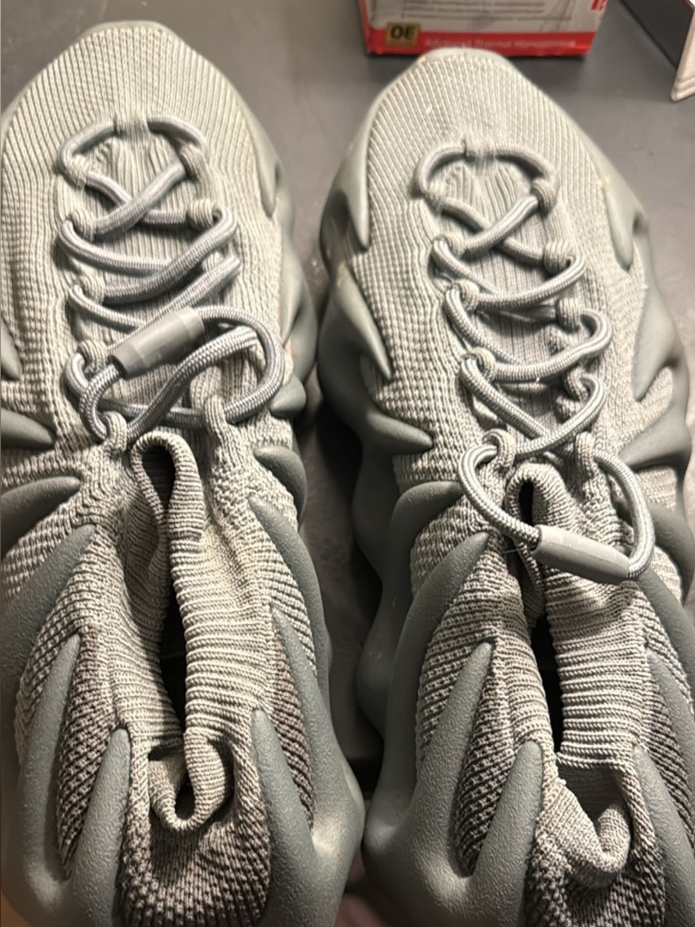 Yeezy Boost-Style Athletic Shoes in Light Gray